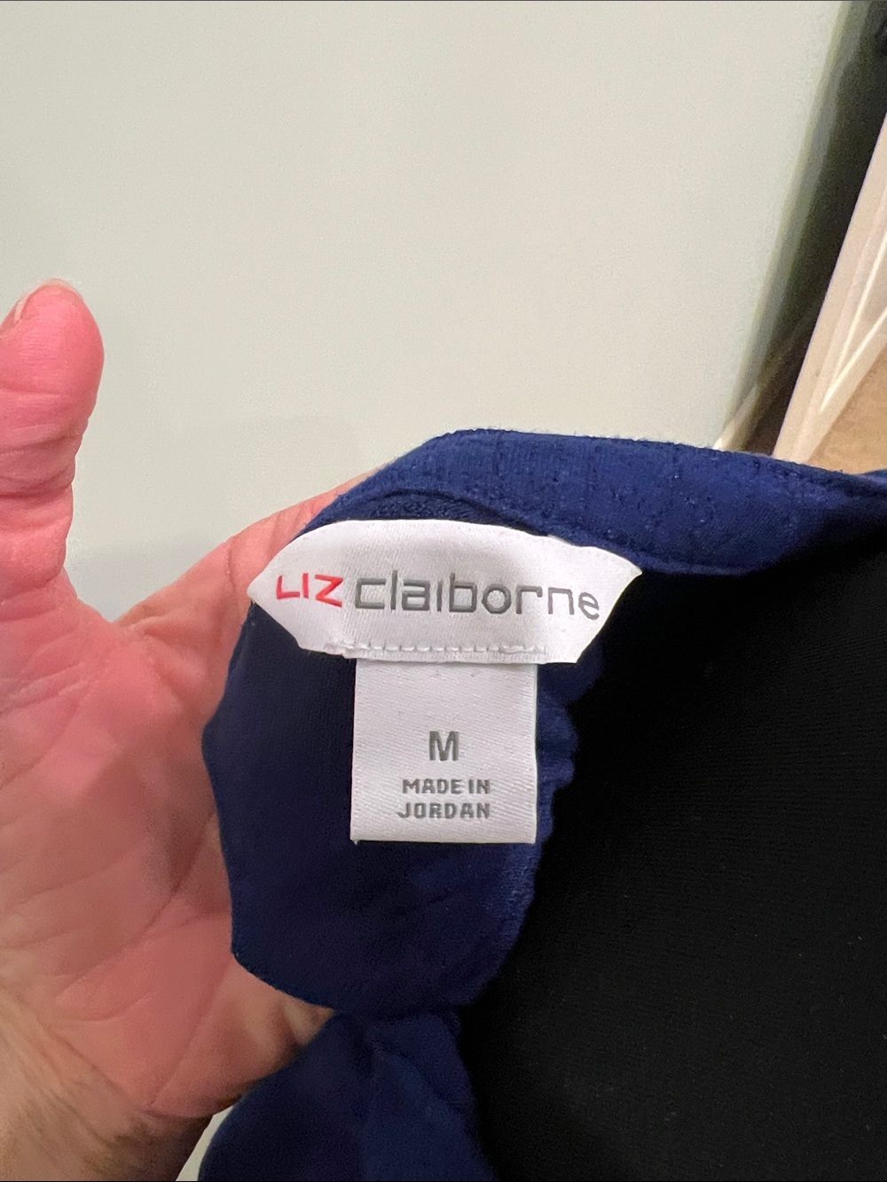 Liz Claiborne Deep Blue Split-Neck Long Sleeve Tee - Picture 2 of 4